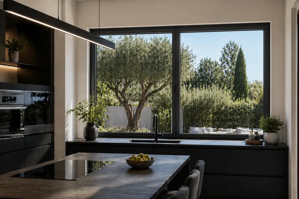 Menuiserie battante aluminium à Cogolin - Menuiserie Plus Concept.