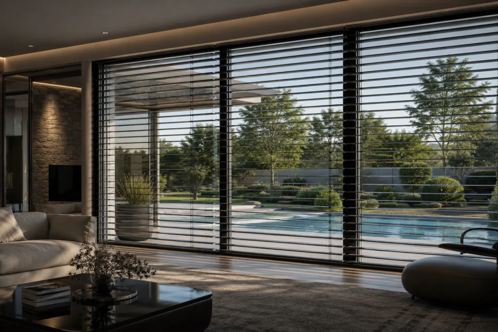 Brise-soleil orientable gris anthracite à Gassin.